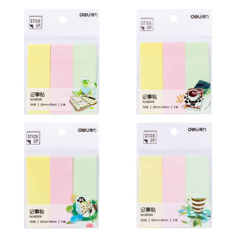得力 300张3色分条便利贴便签纸 76*25mm记事贴66306 1.28元 - 线报酷