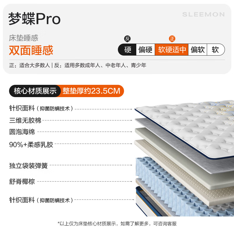 喜临门梦蝶pro乳胶椰棕床垫抗菌防螨独袋弹簧床垫1.8x2米软 1230.03元 - 线报酷