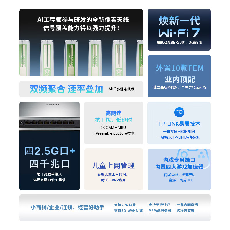 TP-LINK飞流TL-7DR7290BE7200WiFi7路由 500.65元 - 线报酷 TP-LINK飞流TL-7DR7290BE7200WiFi7路由 500.65元 - 线报酷