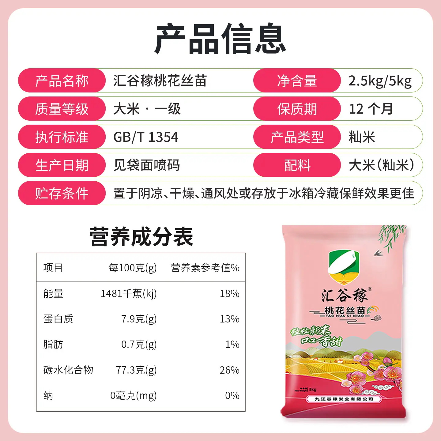 汇谷稼桃花丝苗米长粒籼米2.5kg袋装 16.7元 - 86线报