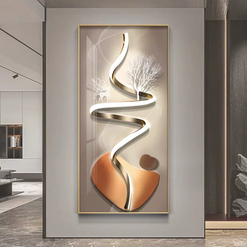 现代简约高端玄关装饰画入户正对门轻奢高级感走廊过道挂画带灯 185.72元 - 线报酷
