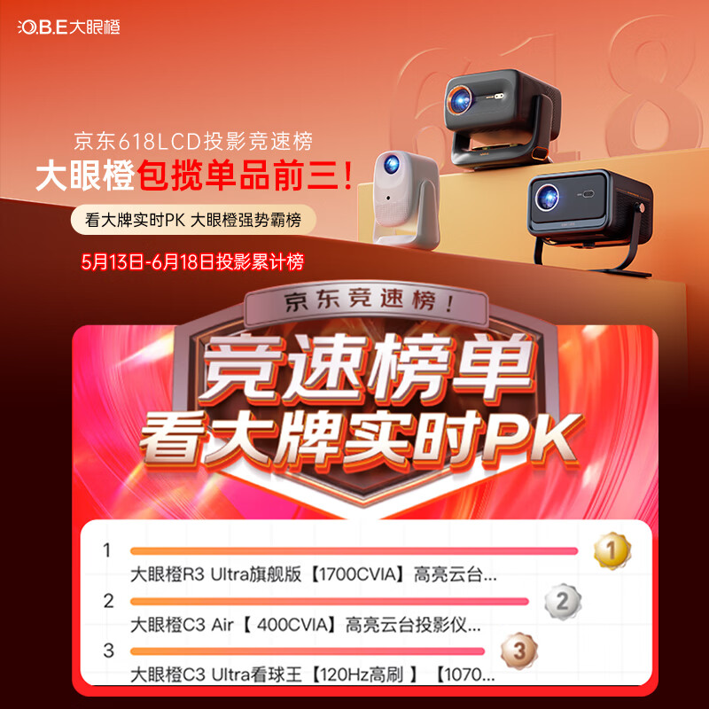 大眼橙C3Ultra游戏王1070CVIA 120Hz投影仪 1599.3元 - 线报酷