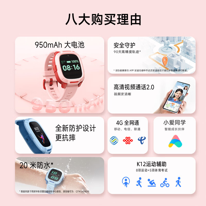 小米米兔儿童电话手表7A 4G全网通高清视频通话GPS定位防水绿色 349元 - 86线报