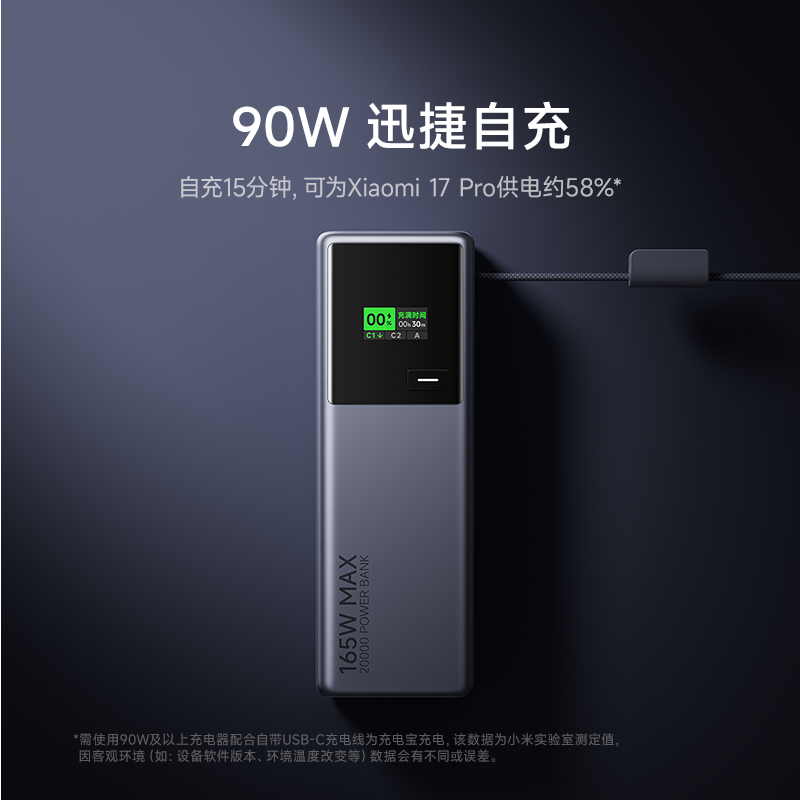 小米充电宝20000 165W大功率双口组合超快充单口120W充电宝3C认证 164.26元 - 86线报