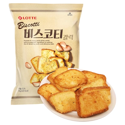 乐天韩国进口蒜香烤面包片非油炸酥脆膨化饼干 3.57元 - 86线报