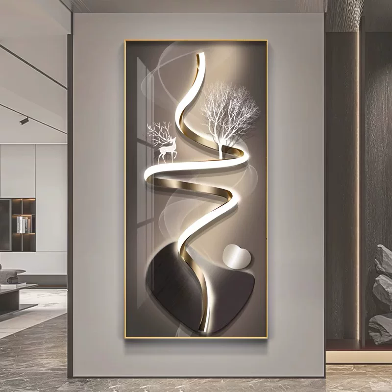 现代简约高端玄关装饰画入户正对门轻奢高级感走廊过道挂画带灯 185.72元 - 线报酷