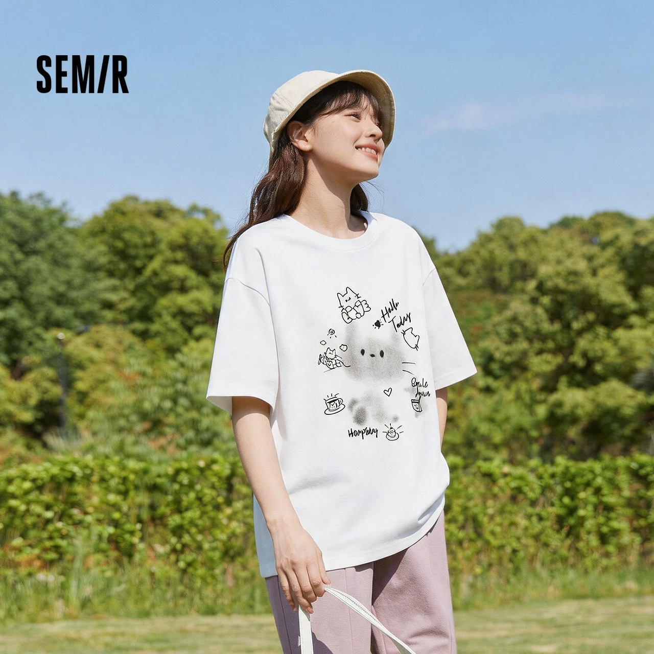 森马短袖T恤女夏季中长款宽松卡通印花2026新款慵懒可爱小众上衣 59元 - 线报酷