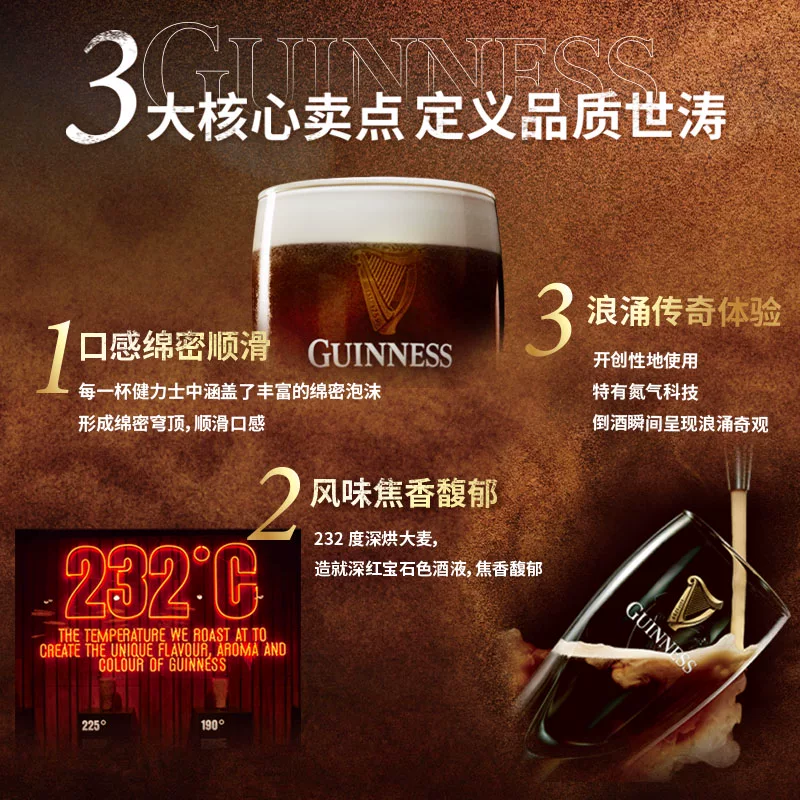 健力士黑啤精酿啤酒440ml*24听 174.95元 - 86线报