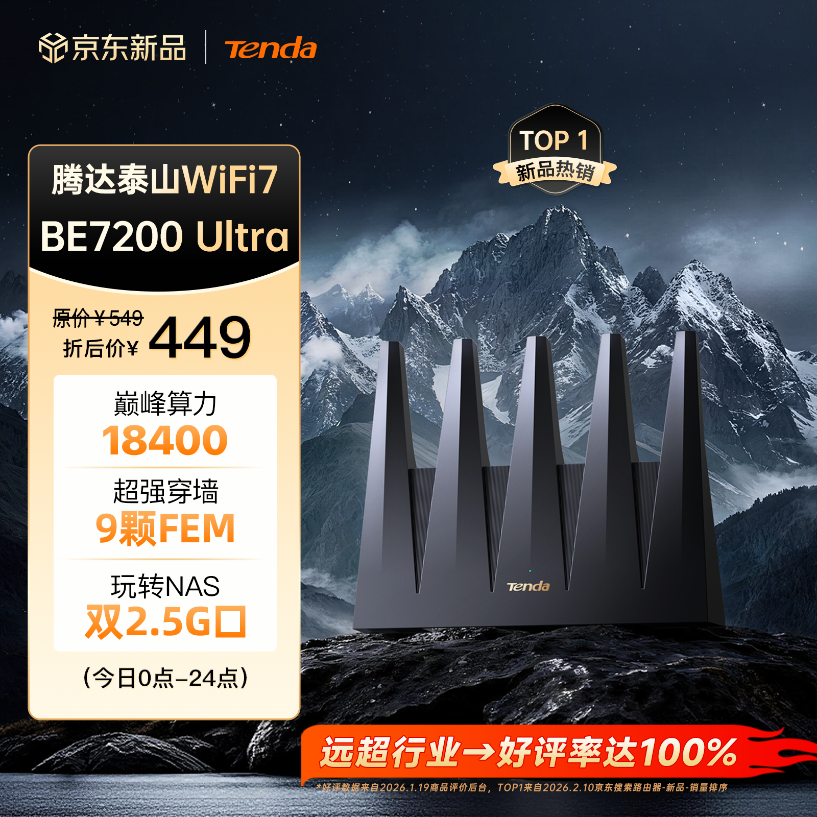 Tenda BE12Pro WiFi7路由器1台 379.8元 - 86线报