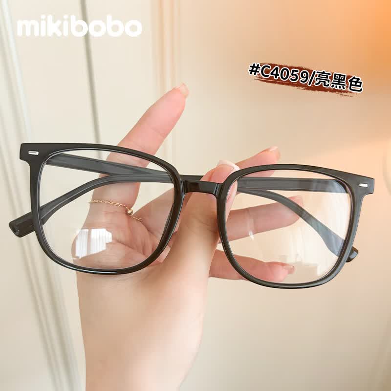 mikibobo防蓝光近视眼镜双眼近视100度C4059-M11B亮黑 9.9元 - 86线报