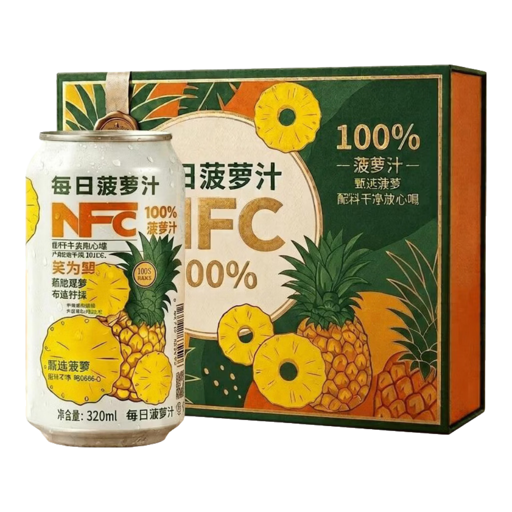 笑为鲜NFC菠萝汁320ml×6罐 9.9元 - 86线报