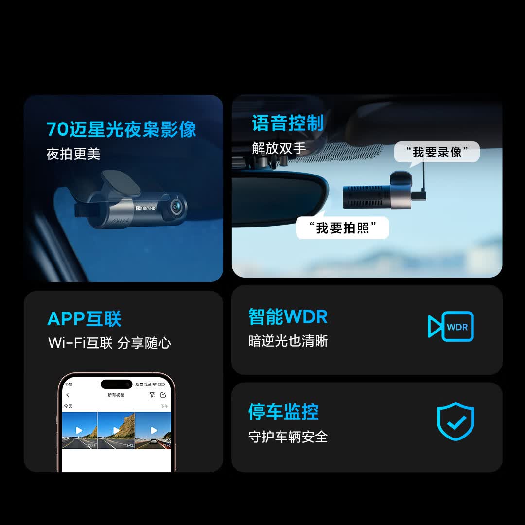 70迈 M310Pro4K 行车记录仪单镜头 124.1元 - 线报酷