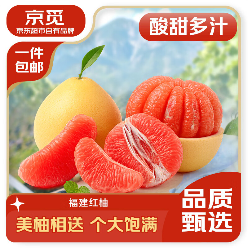 京觅翡翠柚红心柚子单果2.2斤+4粒装 19.9元 - 86线报