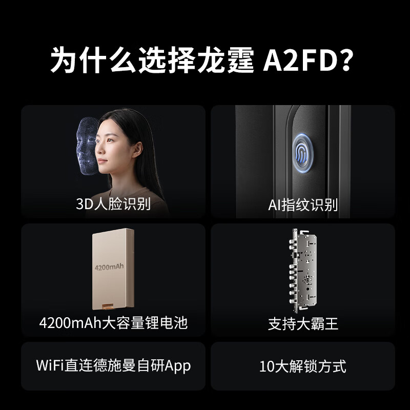 龙霆A3FD3D人脸识别全自动智能门锁 405.49元 - 86线报