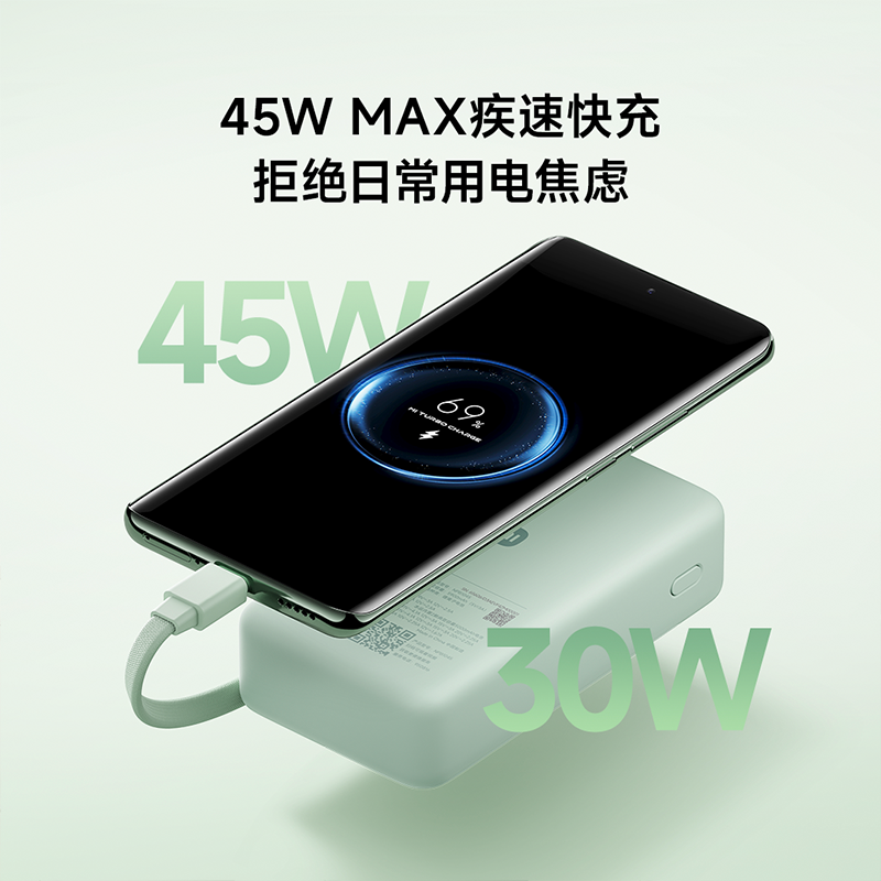 小米45W自带线屏显充电宝 129元 - 86线报