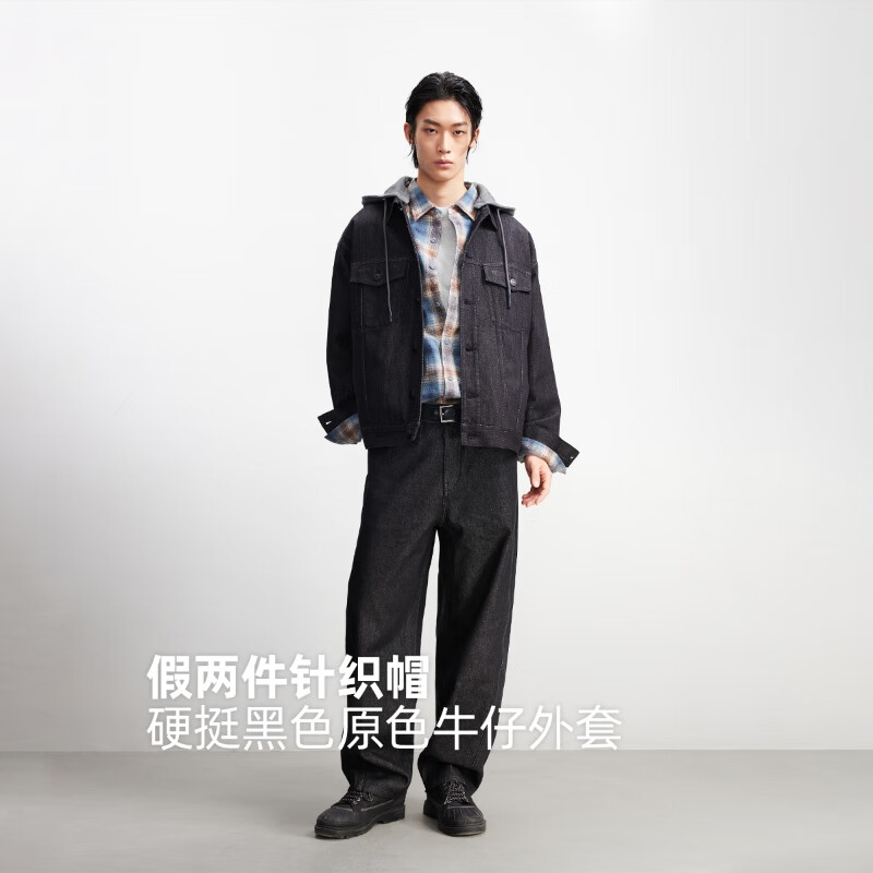 杰克琼斯男士假两件可拆卸帽子牛仔夹克 286.5元 - 86线报