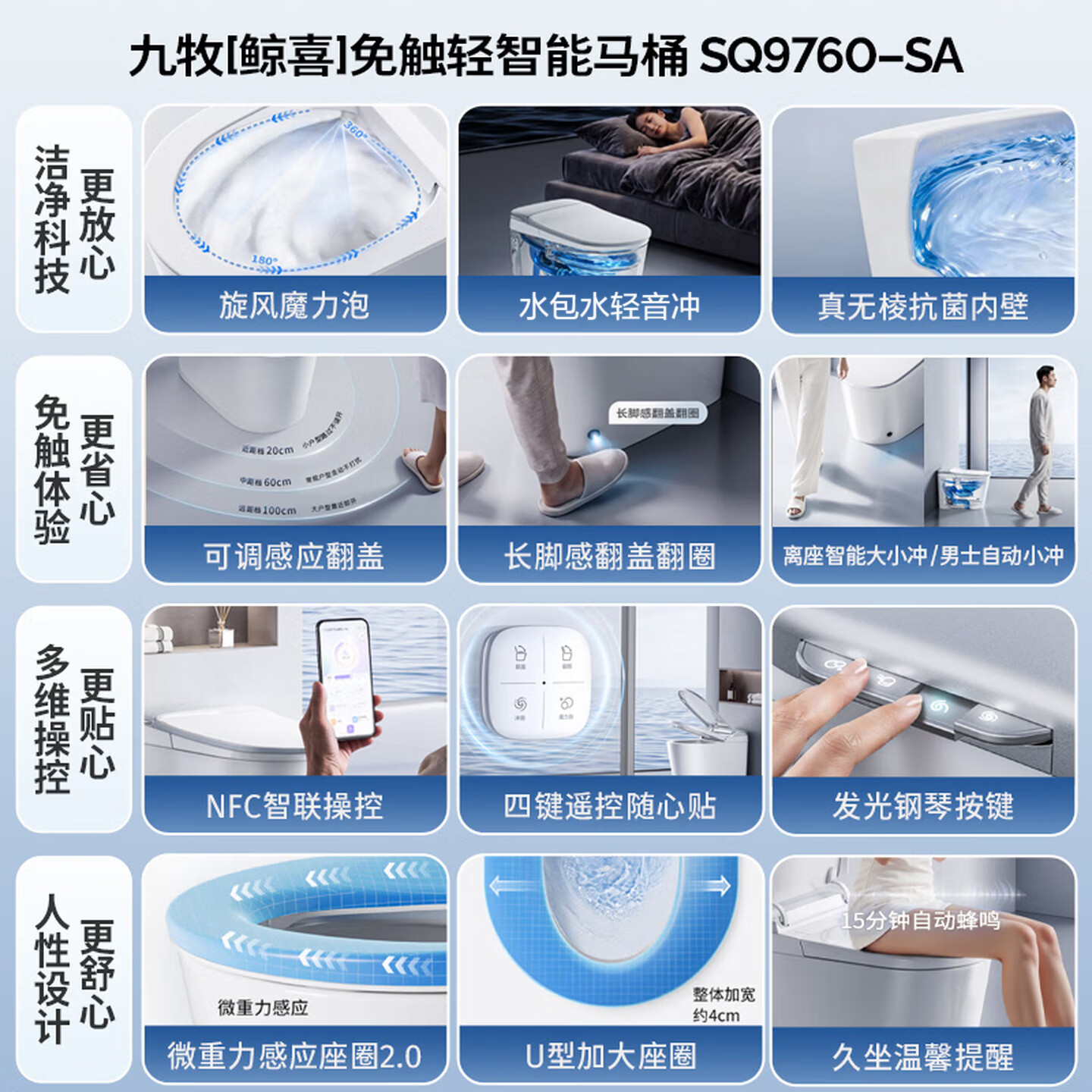 九牧 SQ9760 智能马桶 魔力泡 2036.02元 满1元打9折 - 折送网