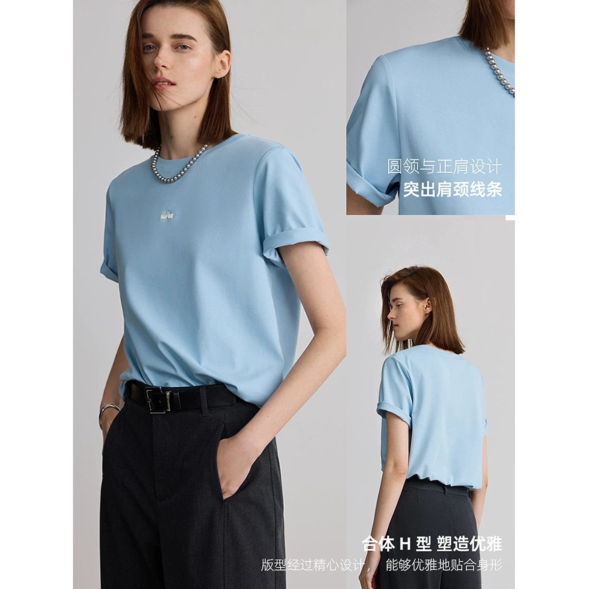 LILY新款女装索罗娜宽松弹力抗菌夏日刺绣圆领流行短袖 94.01元 - 86线报