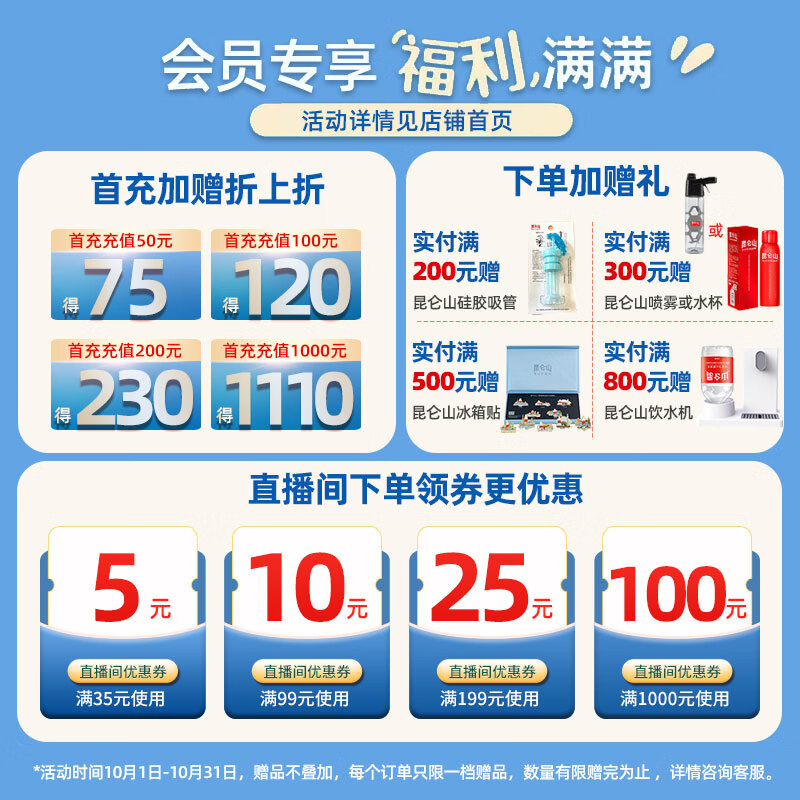 昆仑山款饮用天然雪山矿泉水含锶弱碱性5L*4瓶整箱大桶装 54.7元 - 86线报