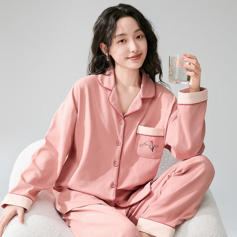 芬腾睡衣女春季薄款翻领长袖基础款家居服套装 59.95元 - 86线报