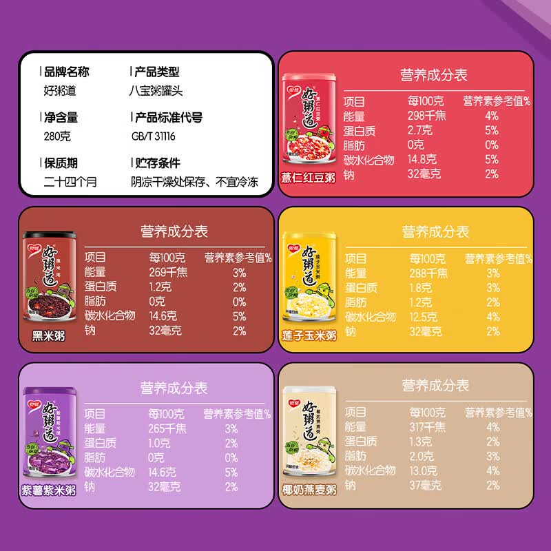 银鹭好粥道八宝粥早餐速食粥五种口味混合装280g*10代餐 32.9元 - 86线报