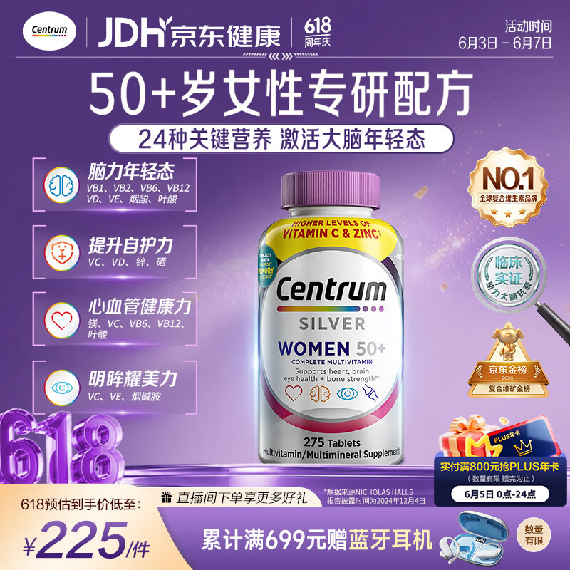 善存中老年女性复合维生素275粒 127.35元 - 86线报