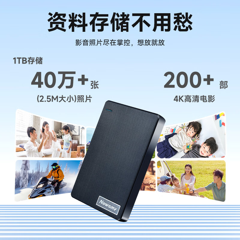 纽曼双盘备份移动硬盘风雅黑1TB 289元 - 86线报
