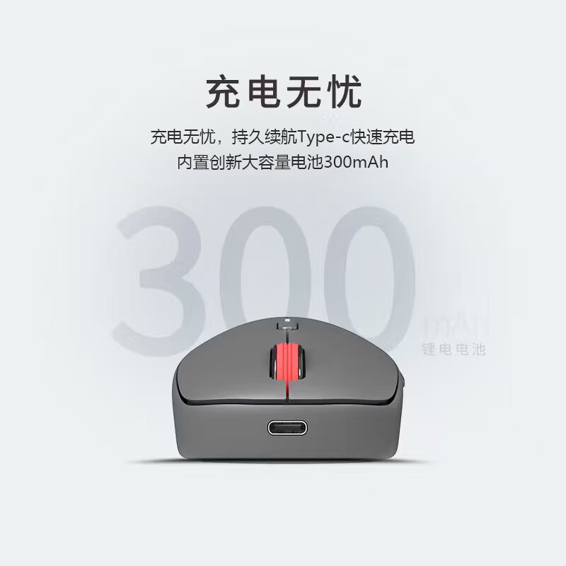 thinkplus人体工学设计无线蓝牙双模充电鼠标黑色 43.91元 - 折送网
