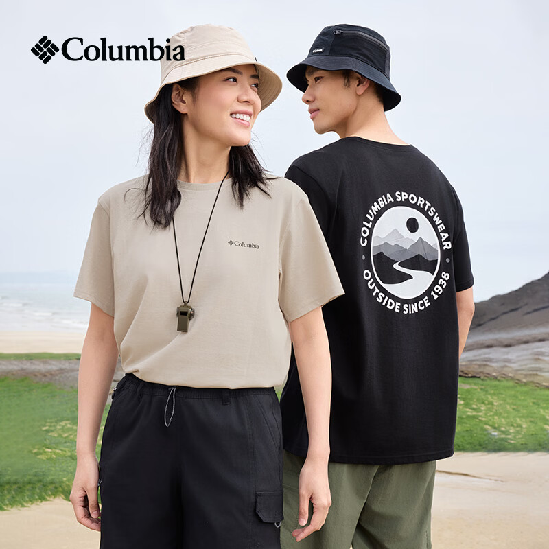 Columbia户外26春夏新品男女圆领透气运动短袖T恤AE1387 012黑色 L - 86线报