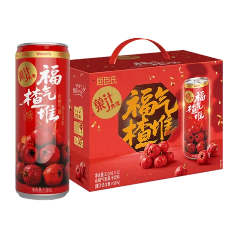 屈臣氏 菓汁先生 山楂气泡果汁饮料 310ml×12罐 端午礼盒 10.93元/件（需百亿补贴频道下单） 图片 1