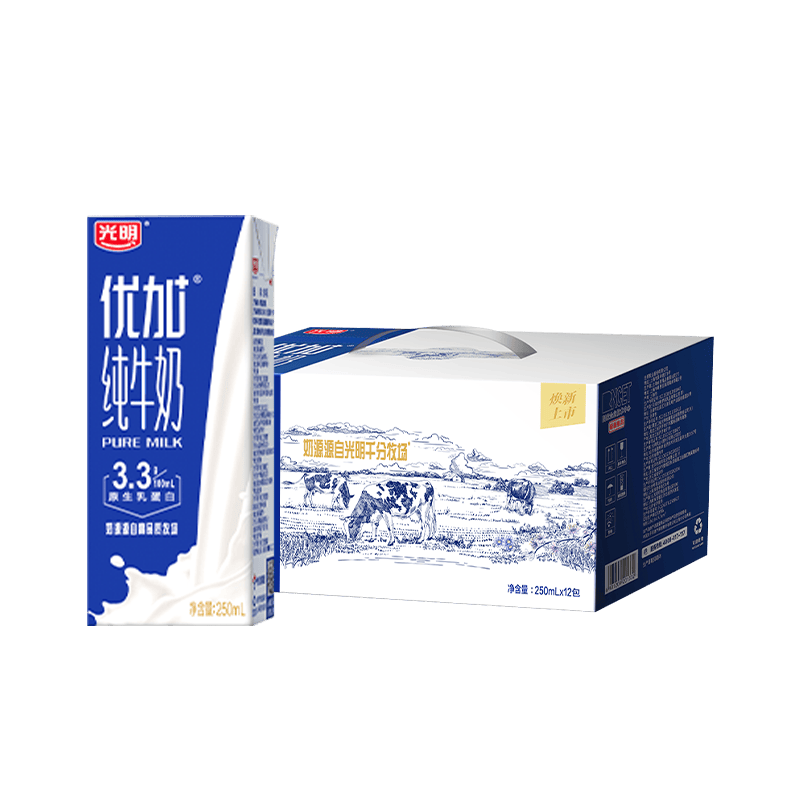 光明优加纯牛奶250ml×12盒 21.75元 - 86线报