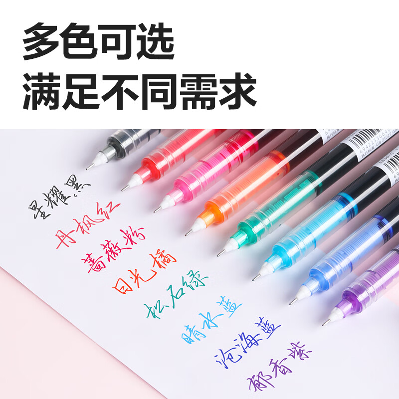 得力彩色直液笔套装0.5mm全针管学生签字笔中性笔8色手账水笔笔记宝藏8支/盒S856-C8 - 86线报