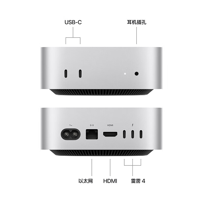 Apple Mac mini 2024款迷你台式机银色M4 10+10核核芯显卡24GB512GB - 86线报