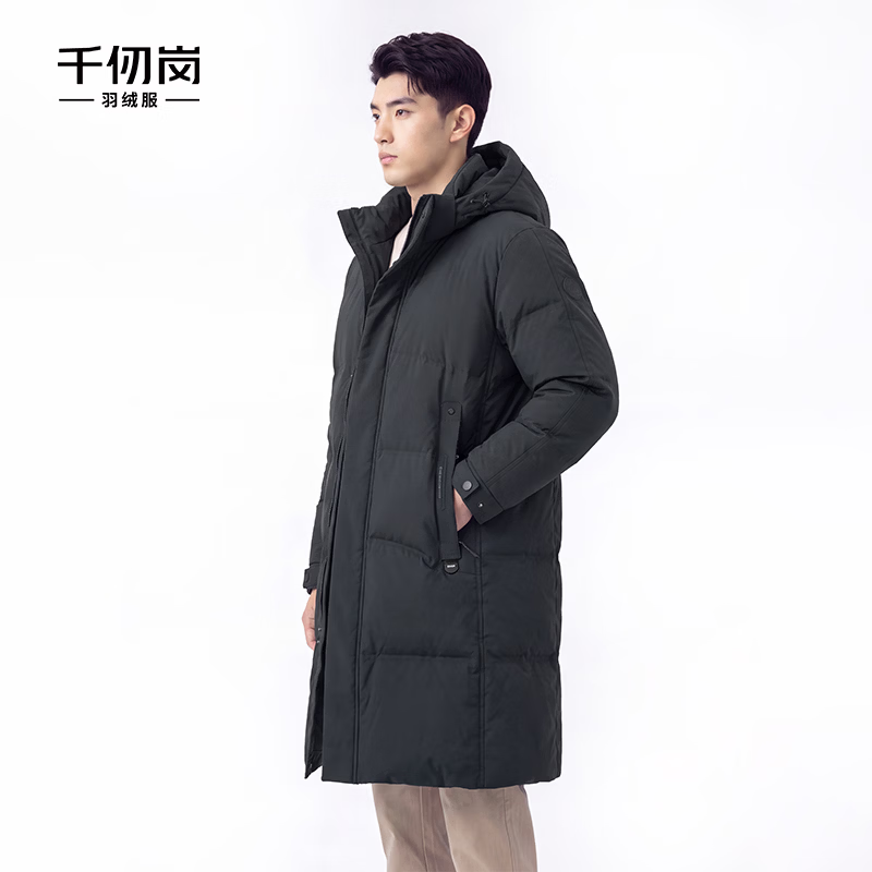 千仞岗秋冬季羽绒服男士长款立领连帽休闲百搭保暖防寒服商务通勤外套暗影灰L 313元 - 86线报