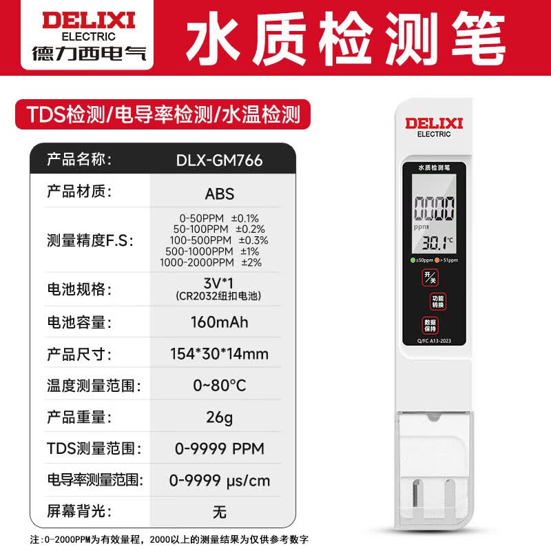 德力西高精度水质检测笔 19.9元 - 86线报