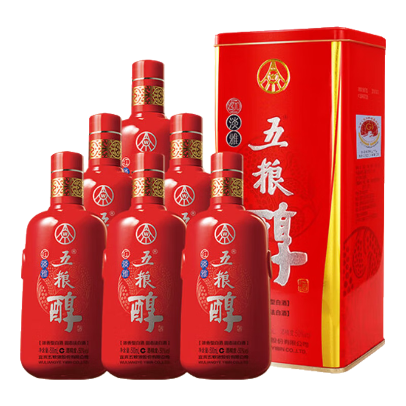 五粮液五粮醇红淡雅50°500ml6瓶 237元 - 86线报