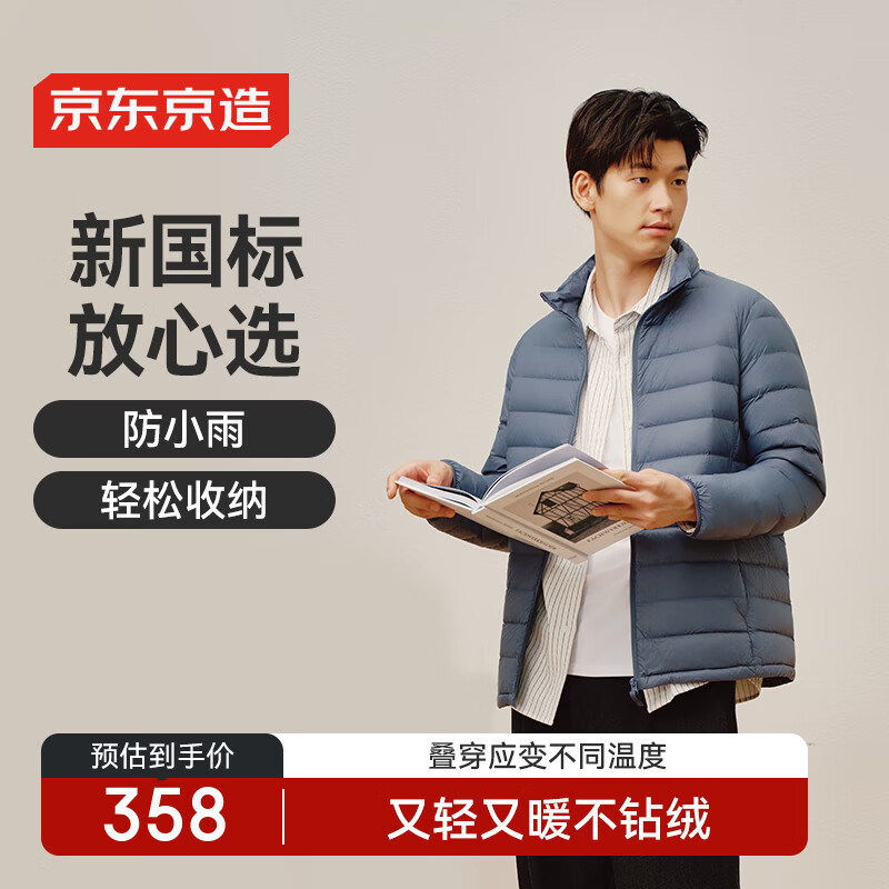 京东京造Air-Light零压系列男士立领羽绒服薄雾蓝S 179元 - 86线报