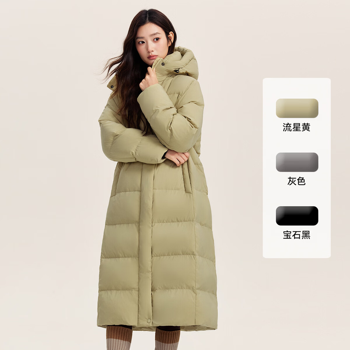 雪中飞充绒328g冬季长款过膝连帽加厚羽绒服 299元 - 线报酷
