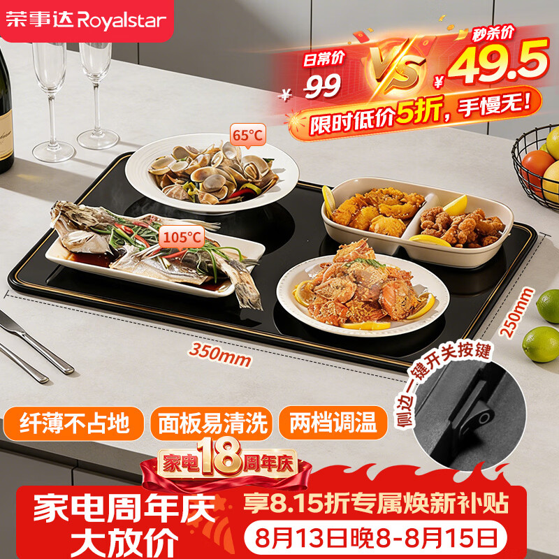 荣事达暖菜板加热菜板家用热菜神器餐桌保温加热盘热饭热奶保温多功能母婴恒温RS-HR100A - 86线报 荣事达暖菜板加热菜板家用热菜神器餐桌保温加热盘热饭热奶保温多功能母婴恒温RS-HR100A - 86线报