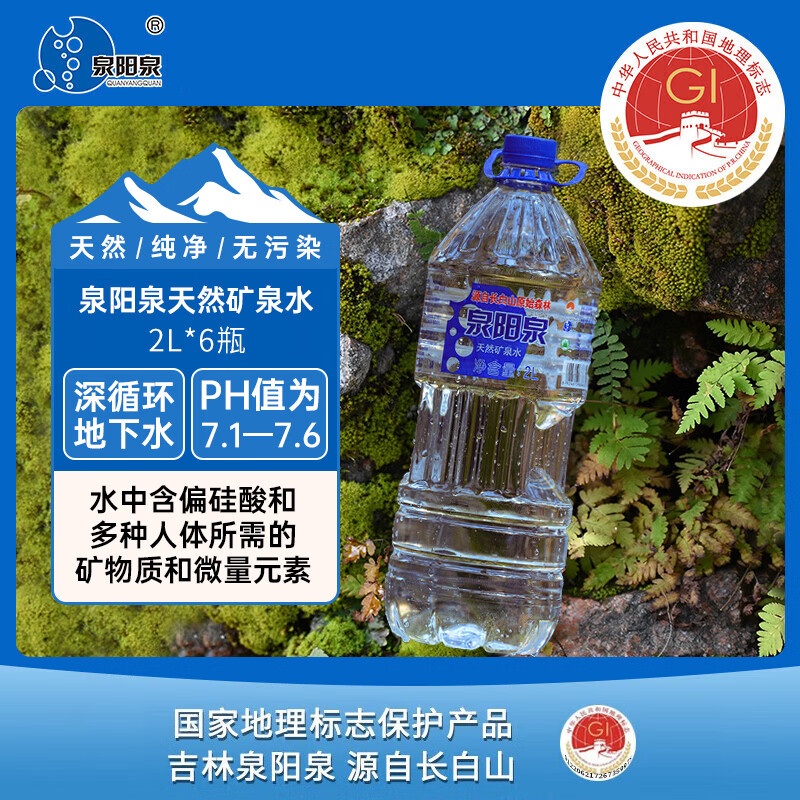 泉阳泉长白山天然矿泉水大桶装家庭用水2L*6桶整箱塑包装 24.9元 - 86线报
