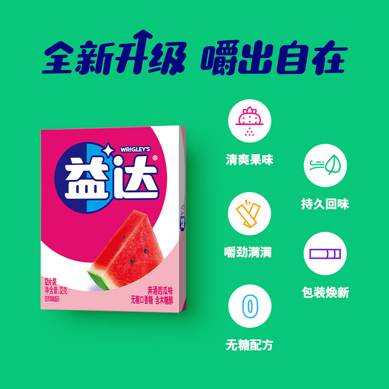 益达木糖醇无糖口香糖清爽薄荷味32g/盒12片 口气清新糖 0.9元 - 线报酷