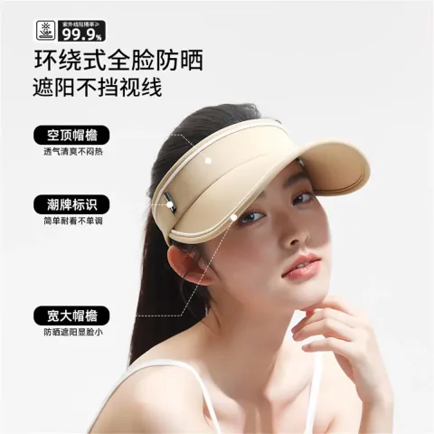 小野和子 防晒帽 奶茶棕 可调节 29.9元 图片 1