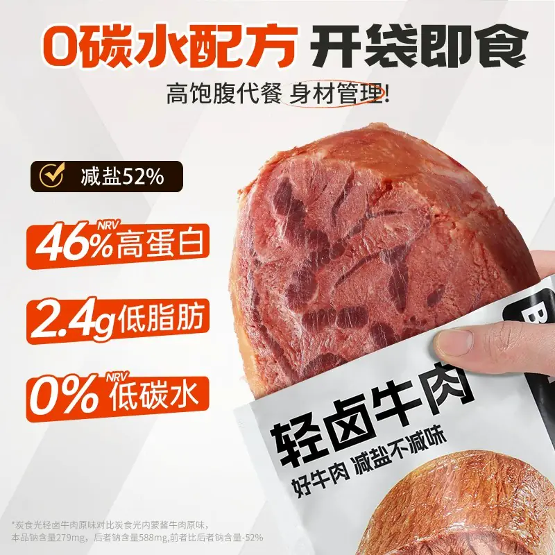 炭食光即食酱牛肉轻卤牛肉减低脂卡肥早餐代餐饱腹健身轻主零食品 40.53元 - 86线报