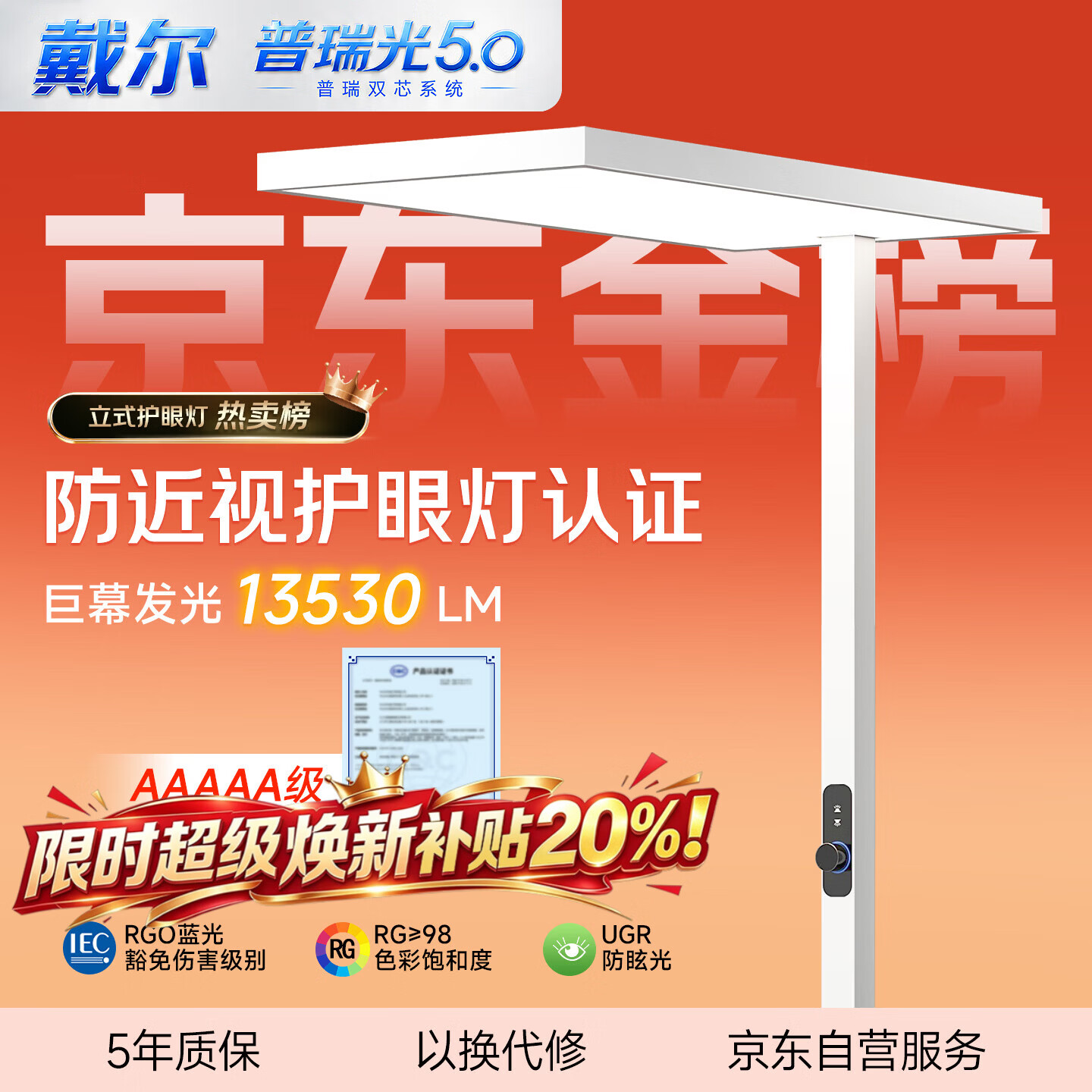 戴尔全光谱护眼落地台灯 376.2元 - 86线报