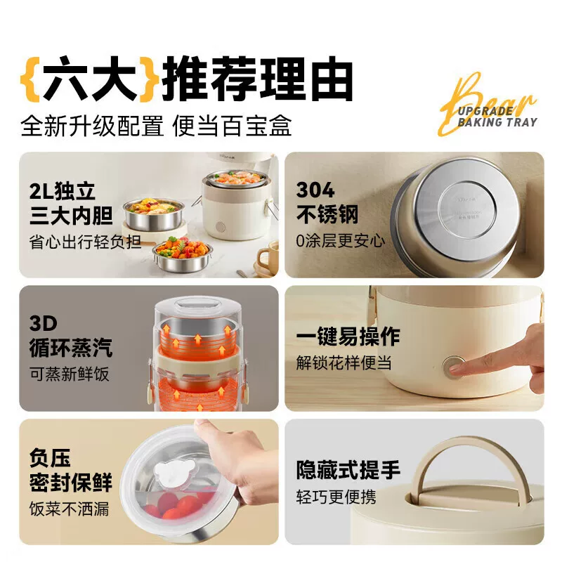 小熊DFH-S2358电热饭盒1.5L白色 71.44元 - 86线报 小熊DFH-S2358电热饭盒1.5L白色 71.44元 - 86线报