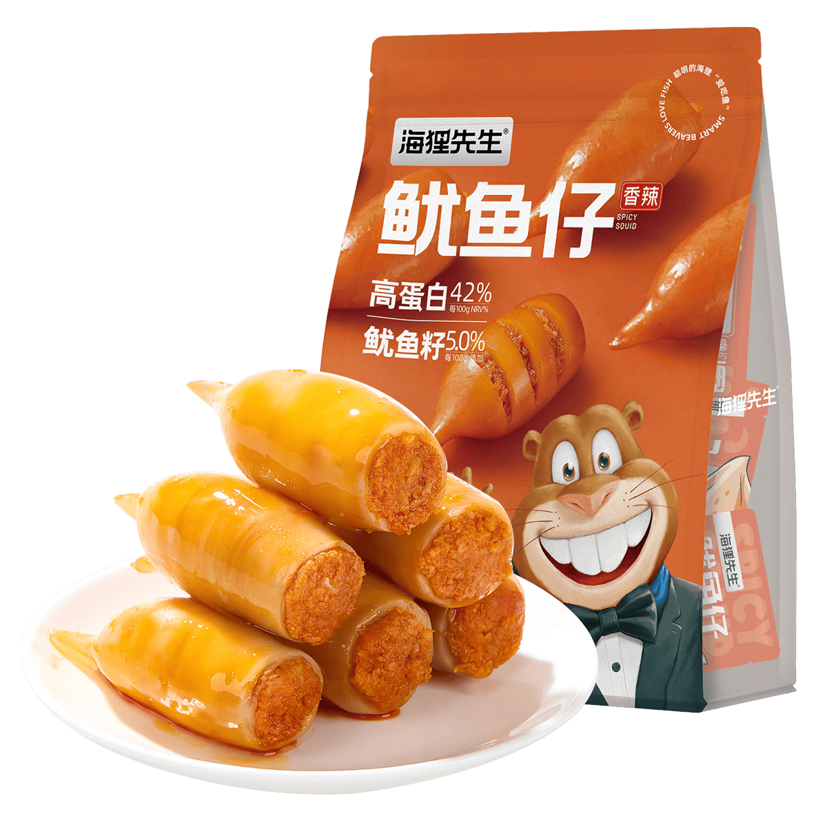 海狸先生鱿鱼仔即食香辣味80g独立包装 8.9元 - 美泡泡