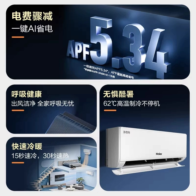 海尔净省电Plus系列KFR-35GW/E1-1Plus超一级能效壁挂式空调1.5匹 - 86线报