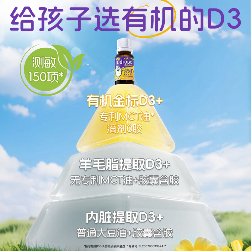 Ddrops 600IU低敏维VD 1-18岁儿童D3滴剂2.8ml*2瓶 168.2元 - 86线报