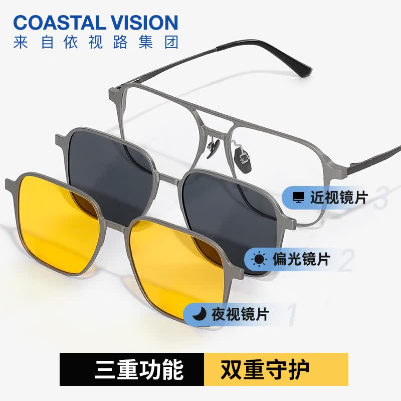 依视路钻晶膜岩1.6折射率*2片+三合一超轻钛镜框 339.32元 - 86线报
