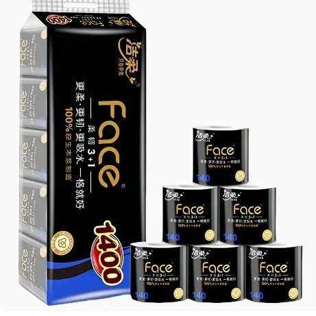 洁柔黑Face卷纸4层140g10卷家庭装 12.2元 - 线报酷